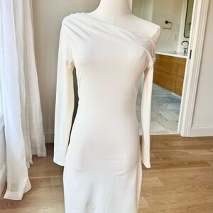 NEW! NWT Abercrombie & Fitch One-Shoulder Cream Dress 00P (Petite)